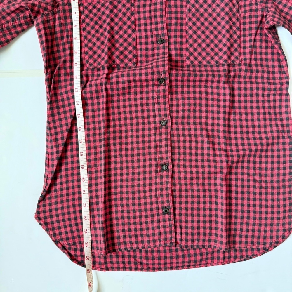 J.Crew Gingham Flannel Button-Down Shirt Red Black Size 6 - Picture 7 of 8